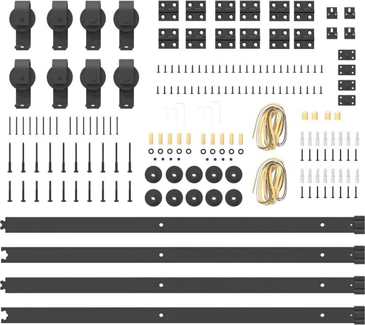 Immagine prodotto VidaXL Set di ferramenta per porte scorrevoli 183 cm acciaio nero Set di ferramenta per porte scorrevoli