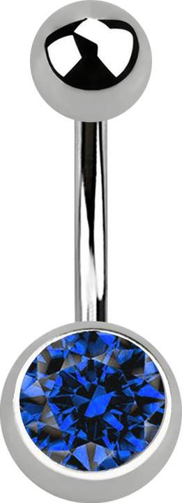 Produktbild Star Piercing Banane silber mit Kugel und Kugel Kristall dunkelblau (Titan G23, ohne Messing)