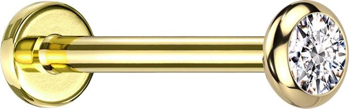 Star Piercing Micro Threadless Labret vergoldet Scheibe abgerundet Kristall silber (Titan G23, ohne Messing)
