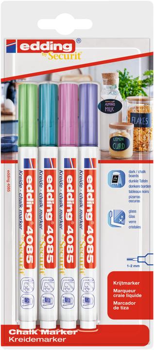 Edding Kreidemarker (Metallic blue, Metallic Pink, Metallic green, metallic purple, 2 mm, 4 x)