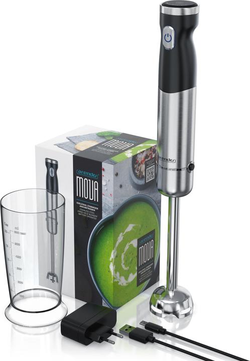 Produktbild Arendo Stabmixer Kabellos, Edelstahl, DC Pürierstab mit Akku, 600ml Messbecher, ohne Kabel, Akkubetrieb