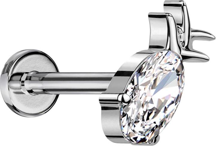 Produktbild Star Piercing Micro Labret Innengewinde silber Ananas silber Kristall silber (ohne Messing, Titan G23)