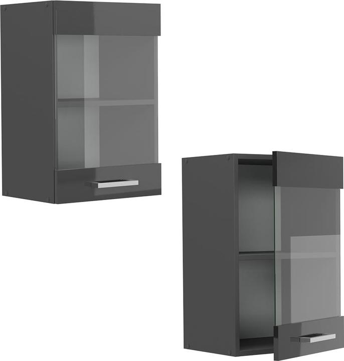 Actual product image Vicco Glass kitchen cabinet R-Line, Anthracite high gloss/Anthracite, 40 cm