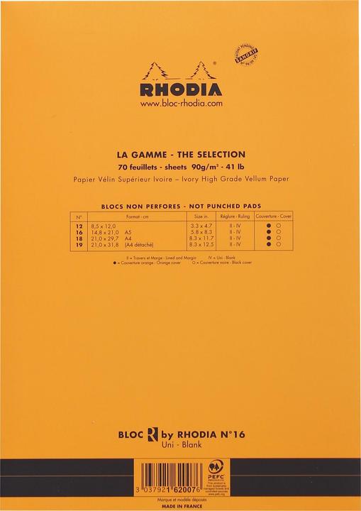 Actual product image Rhodia Writing pad (A5, Plain, Hardcover)