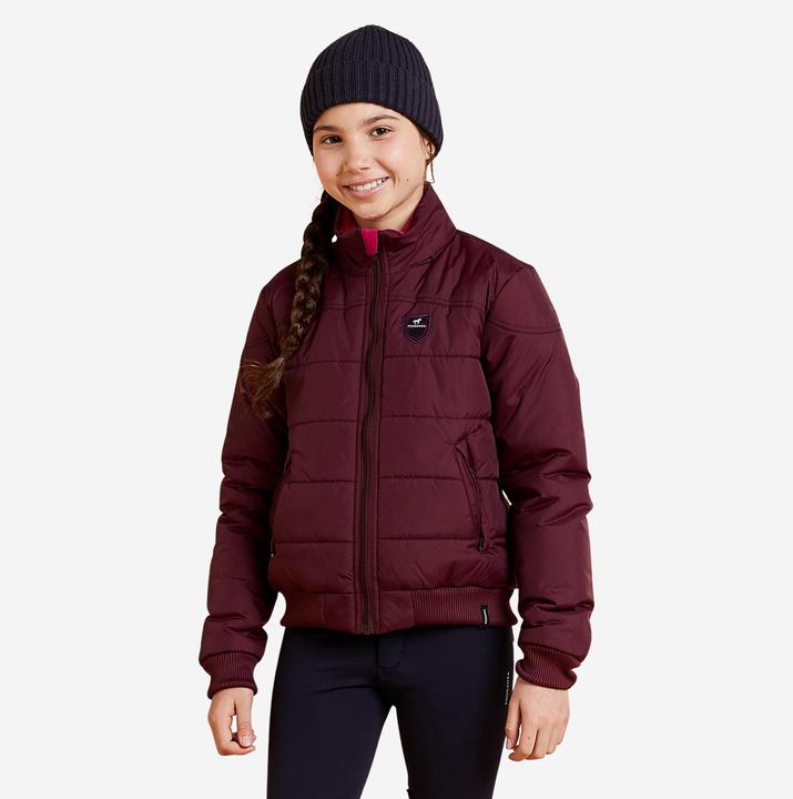 Actual product image Fouganza Winter riding jacket 500 Warm children bordeaux (116)