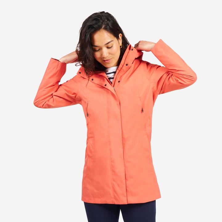 Produktbild Tribord Women’s long waterproof raincoat - Sailing 500 brick (XS)