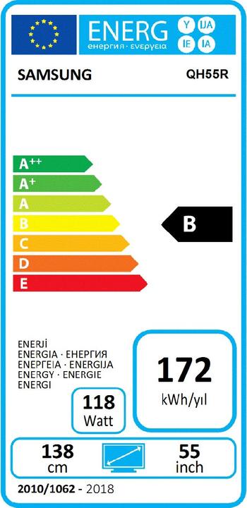 Energie-Label Samsung QH55R (3840 x 2160 Pixel, 55")