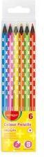 Actual product image Keyroad Pencil crayons, triangular, black wood, neon, 6 pieces, pendant, various colours (6 x)
