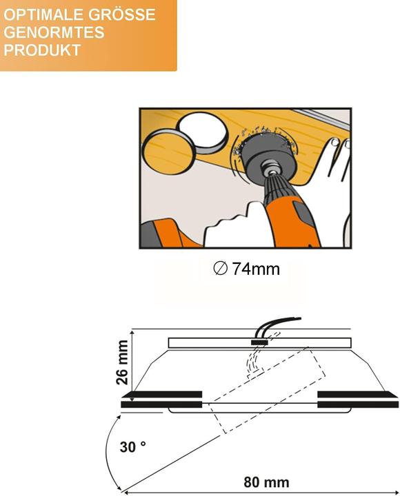 Actual product image Tevea LED recessed spotlight (350 lm)