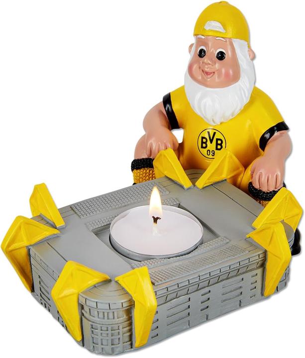 Produktbild Borussia Dortmund BVB Gartenzwerg mit Stadion-Teelichthalter