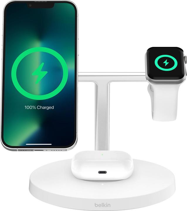 Actual product image Belkin BOOST CHARGE PRO Qi2 3in1 magn.Ladestat.15W ws. WIZ032kqWH (15 W)