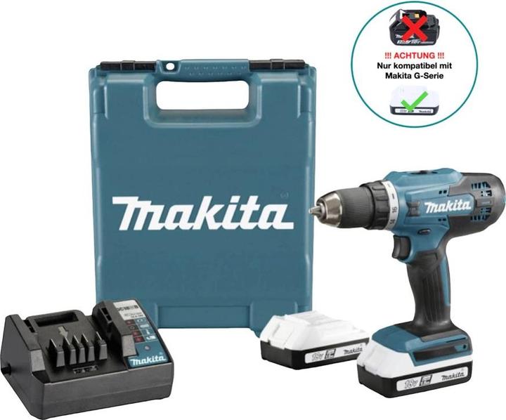 Productafbeelding Makita DF488D002 Accuboormachine 18V 1,5Ah Li-Ion incl. 2e accu, incl. oplader, incl. koffer (Oplaadbare batterij)