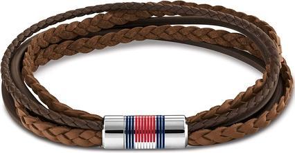Tommy Hilfiger Luxury Men's Brown Leather Bracelet Multi Layer 2790425