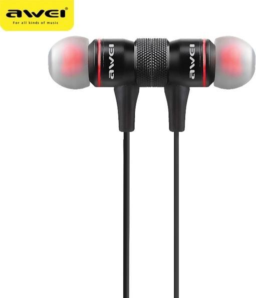 Actual product image Awei słuchawki sportowe Bluetooth A920BL czarny/black magnetyczne (ANC, 6 h, Cable)