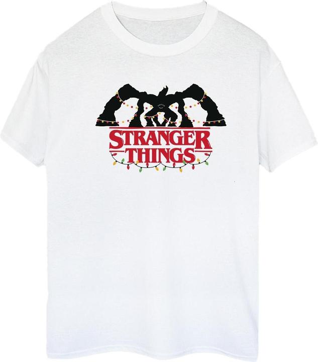 Actual product image Netflix Womens/Ladies Stranger Things Demogorgon Christmas Lights Cotton Boyfriend T-Shirt (XL)