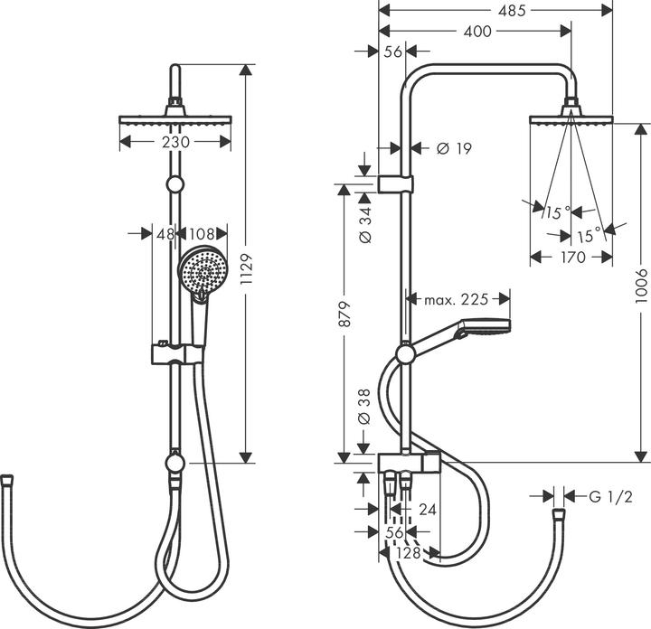 Produktbild hansgrohe Vernis Shape Duschsystem 230 1 Strahlart Reno