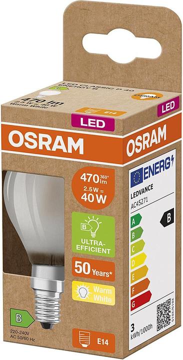 Immagine prodotto Osram OSR LEDFil Drop Ultra 2,5W (E14, 2.50 W, 470 lm, 1 x, B)