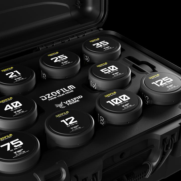 Image du produit Dzofilm Vespid Prime Cine 10-Lens Kit (12/16mm T2.8+21/25/35/40/50/75/100/125mm T2.1(PL+EF mount) (Plein format)
