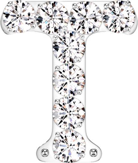 Star Piercing Threadless silber mit Kristallen silber Buchstabe T (ohne Messing, Titan G23)