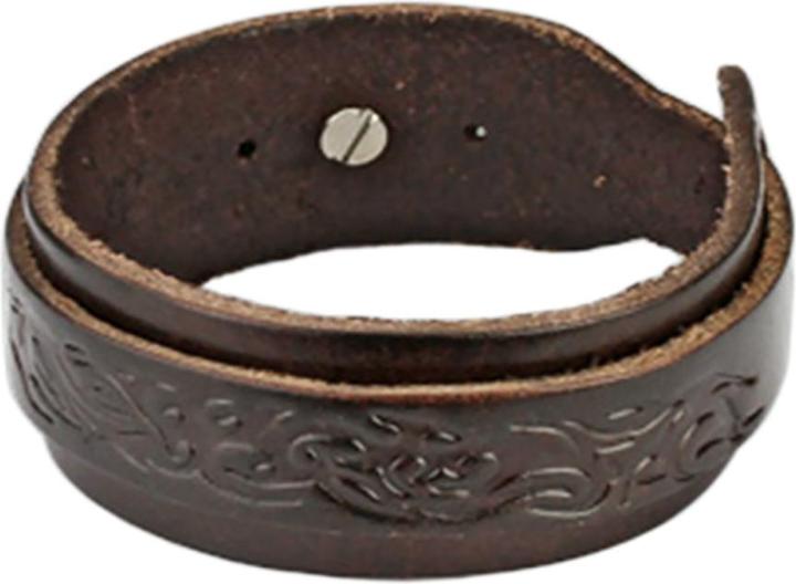 Actual product image Star Piercing Brown leather strap with tribal design (Leather, without brass)