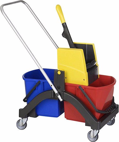 Image du produit Vermop Chariot de nettoyage AQUVA, avec timon et manche télescopique, 2 seaux de 17 (2 pcs)