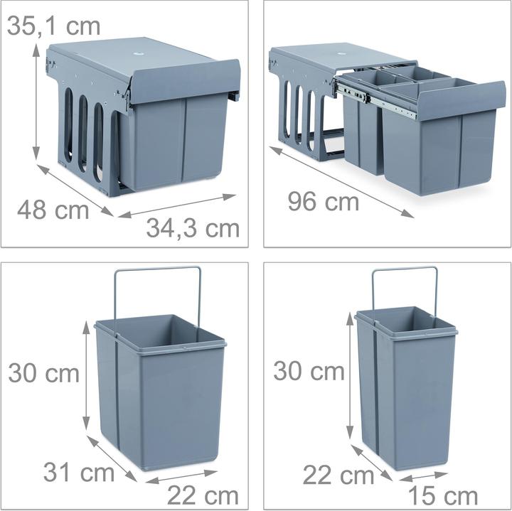 Image du produit Relaxdays Poubelle montée de cuisine, extracteur (15 l)