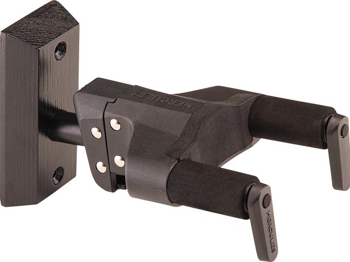 Produktbild Hercules GSP38WBK PLUS Gitarrenwandhalter mit Holzplatte schwarz, kurz (Ukulele, Mandolin, E-Gitarre)