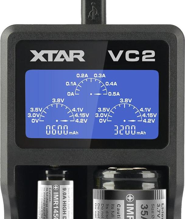 Immagine prodotto Xtar VC2 Caricatore Micro USB, Li-Ion, 2 slot, display LCD (1 pz., AAA, Batteria + Caricabatterie)