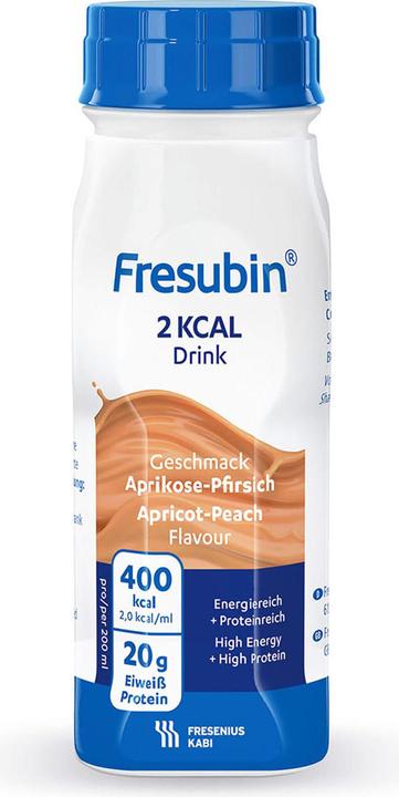 Produktbild Fresubin 2 kcal Drink Aprikose-Pfirsich, 4 x 200 ml (4 Stück, Flüssigkeit, 978 g)
