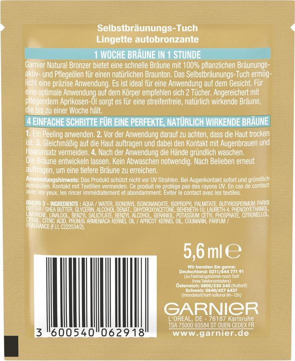 Produktbild Garnier Ambre Solaire Natural Bronzer (Selbstbräunungstuch, 5.60 ml)