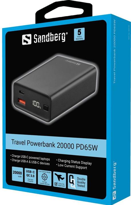 Produktbild Sandberg Travel Charger (20000 mAh, 65 W, 77 Wh)