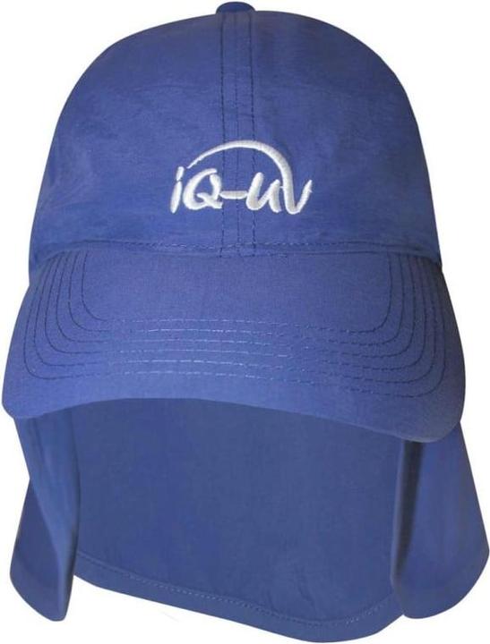 Actual product image IQ-UV UV protection logo cap with neck protection recycled navy (1 pc)