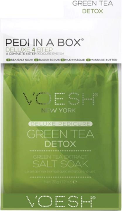Produktbild Voesh Pedi In A Box Deluxe 4 Step Green Tea (Fussbad, Fusscrème & Fussgel, Fussmaske)
