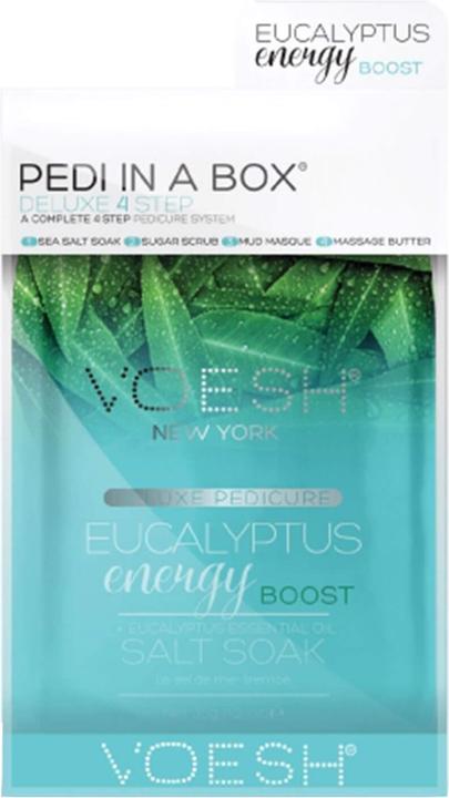 Image du produit Voesh Pedi In A Box Deluxe 4 étapes Ecualyptus Energy Boost (Bain de pieds, Crème et gel pour les pieds, Masque de pied)