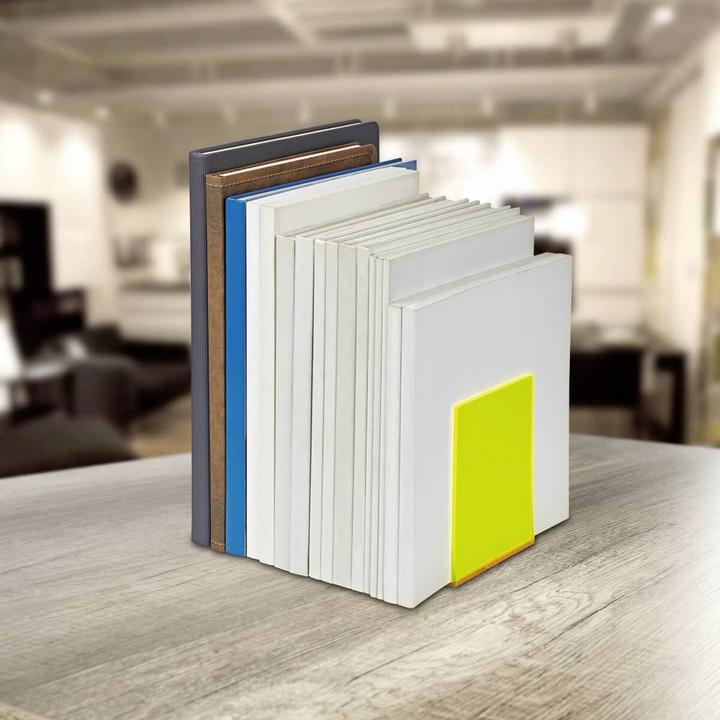 Produktbild Maul Buchstützen-Set aus Acryl Neon Blau/Gelb/Pink (10 x 10 x 13 cm)