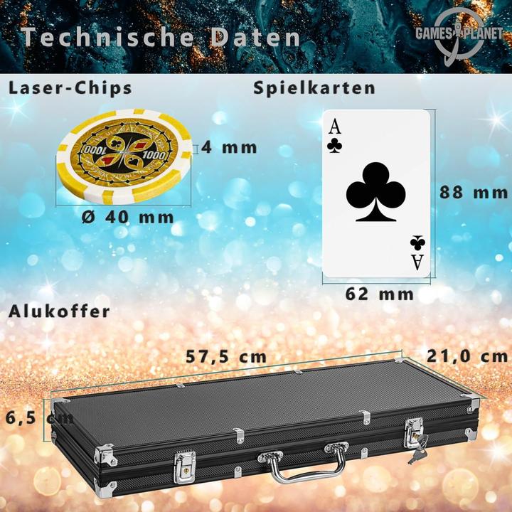 Produktbild Games Planet Pokerkoffer, 500 Laserchips, Black Edition