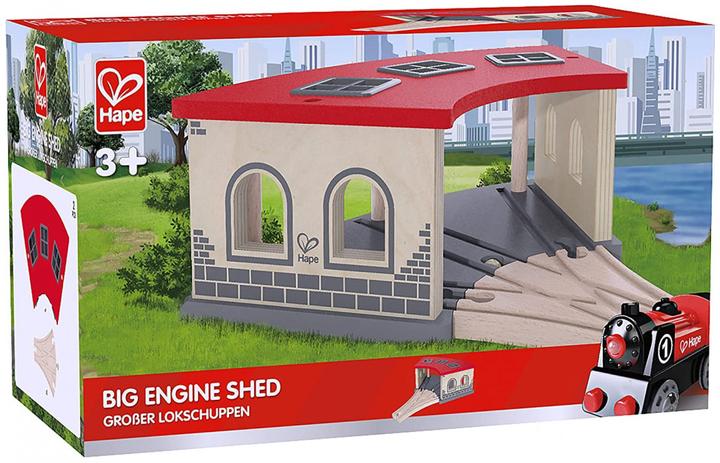 Actual product image Hape Large locomotive shed