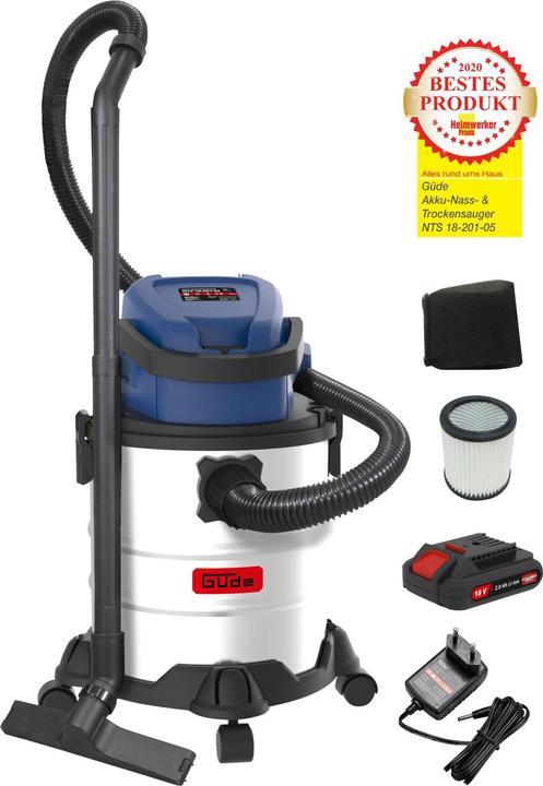 Güde Aspiratore a batteria a secco NTS 18-201-05 (58582) (Aspirapolvere a umido e a secco)