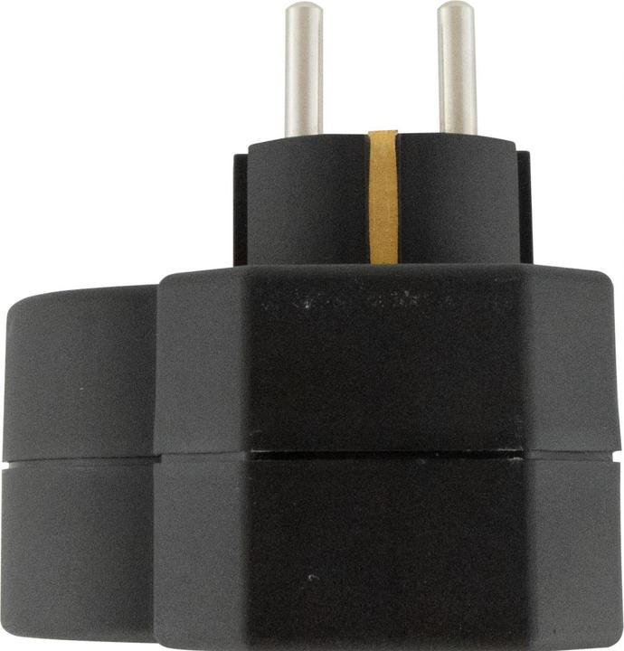 Actual product image REV Steckdosenadapter 3-fach mit Überspannungsschutz, schwarz (CEE 7/3, CEE 7/16, 3 x)