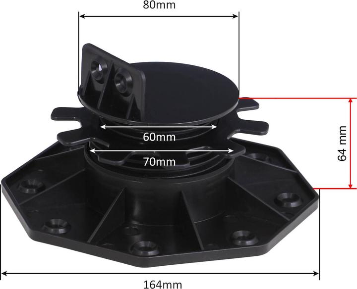 Image du produit XPOtool Plots de terrasse Set 20x Charge 2700kg Pieds réglages Hauteur 33-64mm Lames Dalles Piscine (20 x)