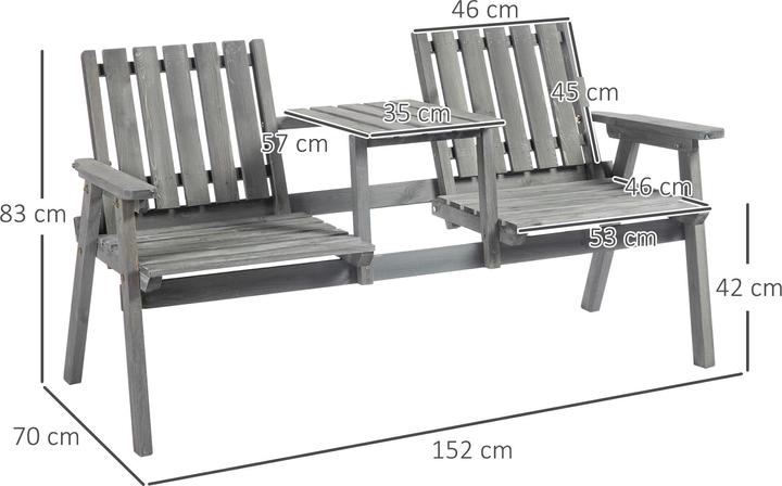 Immagine prodotto Outsunny Panchina da giardino con tavolo