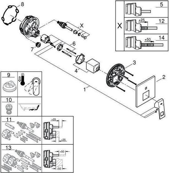 Actual product image Grohe Eurocube single lever bath mixer