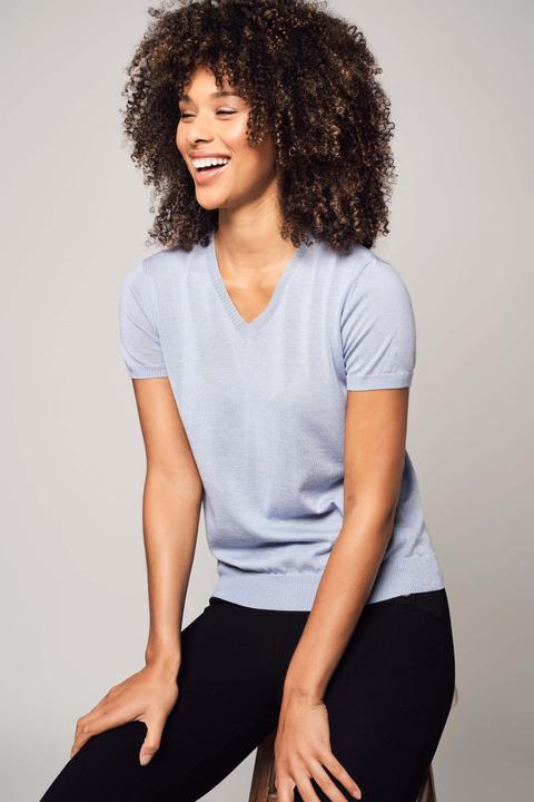 Image du produit Bellemere T-Shirt Silk Cashmere V-Neck T-Shirt (L)
