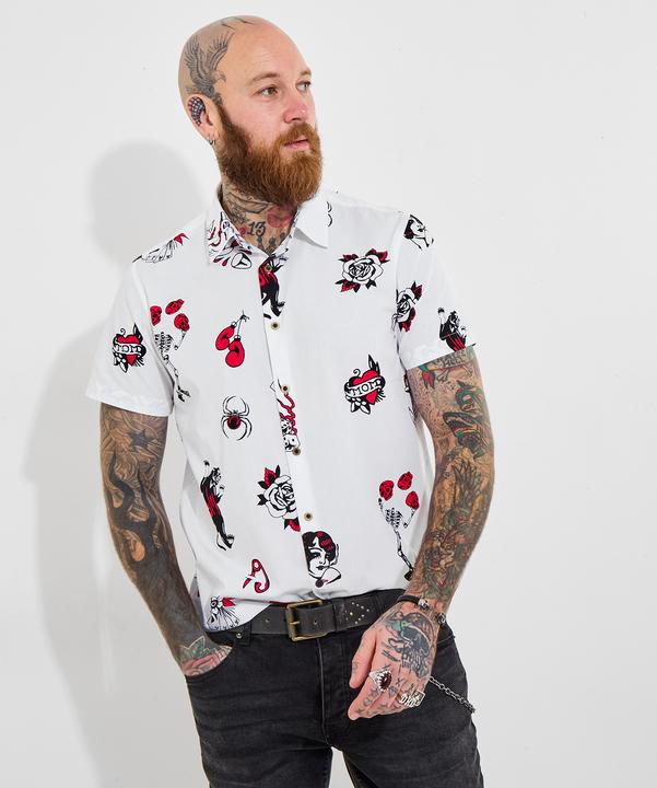 Image du produit Joe Browns Contrast Trim Short Sleeve Tattoo Print Shirt (M)