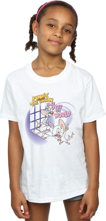 Actual product image Universal Textiles Girls Pinky And The Brain Take Over The World Cotton T-Shirt (104)