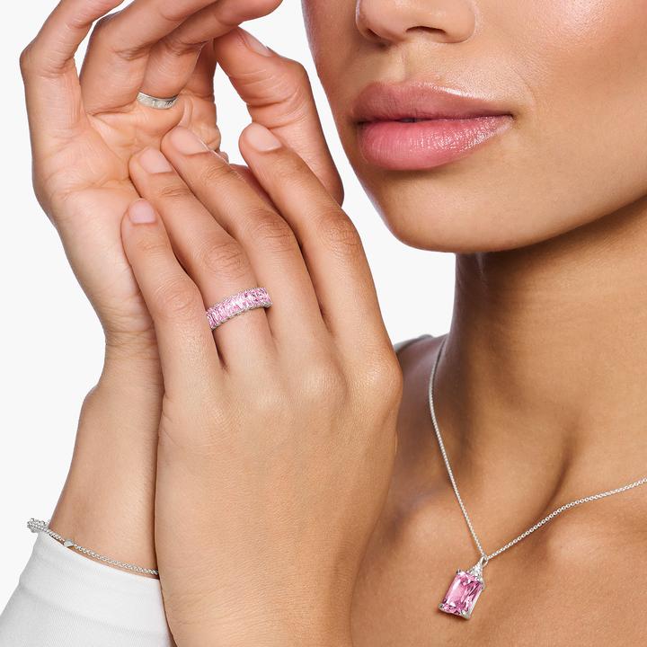 Produktbild Thomas Sabo Ring mit Pinken Steinen Pavé Silber (52, 925 Silber)