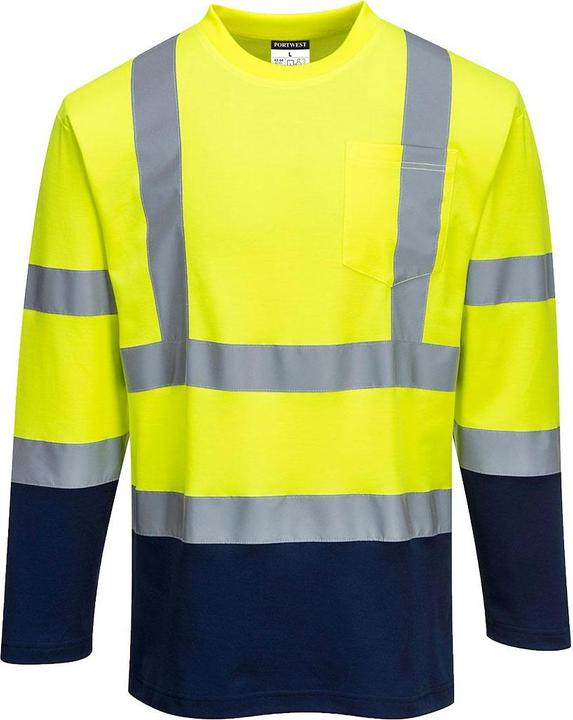 Produktbild Portwest Mens Contrast Cotton High-Vis Comfort Long-Sleeved T-Shirt (M)