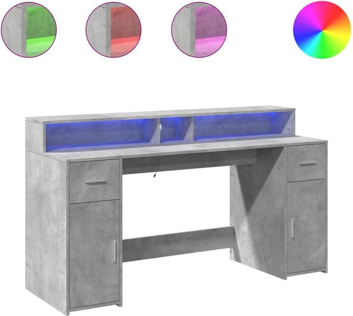 Actual product image VidaXL LED desk Computer desk Work desk PC desk Office desk concrete grey (160 x 55 x 91 cm)