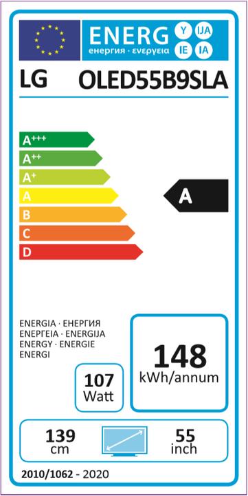Energie-Label LG OLED55B9S (55", OLED, 4K, 2020)