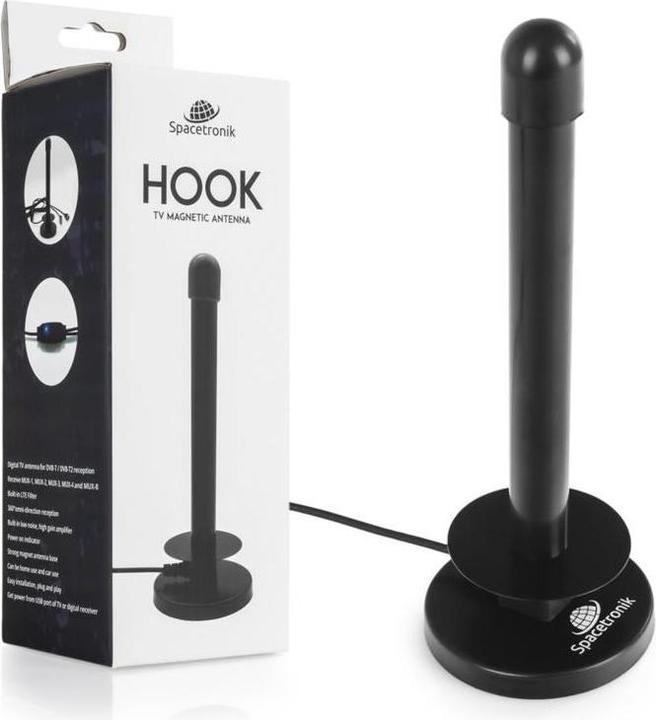 Spacetronik Antenna magnetica DVB-T2 Aggancia TV USB 30dB a doppia potenza (30 dB, DVB-T / -T2)
